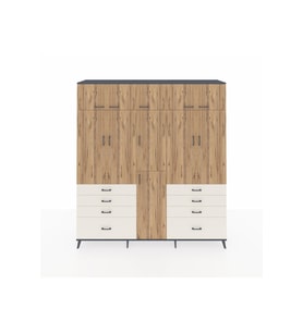 Hyperion Dolap 8 Raflı 8 Çekmeceli 3 Askılı 220x44x243 Antrasit-Çam/Aytaşı