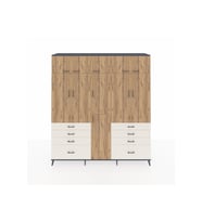 Hyperion Dolap 8 Raflı 8 Çekmeceli 3 Askılı 220x44x243 Antrasit-Çam/Aytaşı
