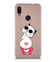 Xiaomi Redmi Note 7 Soft Premier Kapak Coolcat Tasarımlı Silikon Kılıf - Pudra (Şeffaf)