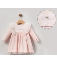 DANTELLİ FIRFIR DETAYLI KIZ BEBE ELBİSE (Pudra)