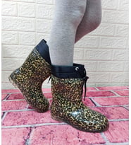 Çağrı Leopar Desenli İçi Kürklü Kız Çocuk Kar Yağmur Çizmesi (Siyah-Sarı)