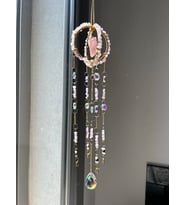 Pembe Kuvars Sun Catcher 8 - Güneş Tutucu, Güneş Yakalayıcı, Doğal Taşlı, El Yapımı