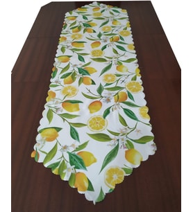 Limon Temalı Dijital Baskılı Dekoratif Runner