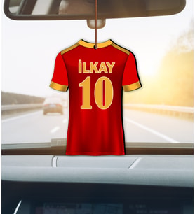 Kişiye Özel Futbol Formalı Hediye Ahşap Araba Dikiz Ayna Süsü