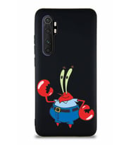 Xiaomi Mi Note 10 Lite Soft Premier Kapak Bay Yengeç Tasarımlı Silikon Kılıf - Siyah (Şeffaf)