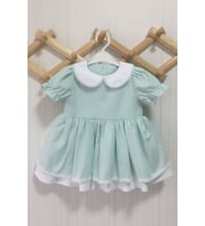 SU YEŞİLİ BEBE YAKA POPLİN KIZ ÇOCUK BEBEK ELBİSE