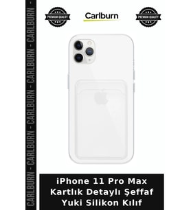 iPhone 11 Pro Max Kartlık Detaylı Şeffaf Yuki Silikon Kılıf Tarz Mobil Koruyucu