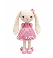 Süslü Uzun Kulak Tavşan Uyku Arkadaşı Amigurumi Organik Oyuncak