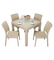 Mandella Elit Rattan 90x90 Elit Sandalye Camlı Masa Takımı ÇÖLBEJİ