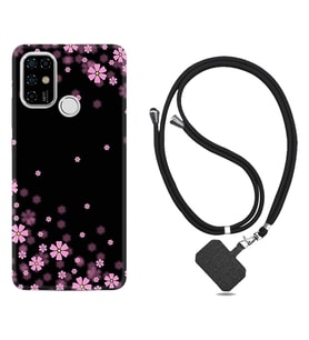 Casper E30 F20 X20 Kılıf Boyun Askılı Silikon Black flowers 1391