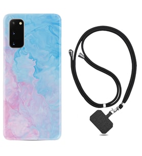 Samsung A02S A03S A10 A12 A13 A21S A22 Kılıf Boyun Askılı Silikon Pink Blue Abstract 1385
