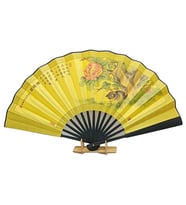 Çin Bambu Keten Kumaş Yelpaze 07BSG Siyah Büyük Boy 60cm No.7S