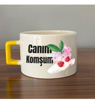 Canım Komşum Baskılı Sarı Kulplu C Fincan
