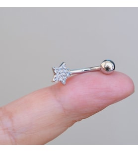 Yıldızlı Göbek Piercingi Çelik Silver Renkli Minimal (Çok Renkli)