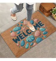 Valerine Life Renkli Midye ve Taşlar Welcome Kapı Önü Paspası 45x70cm (Kahverengi)