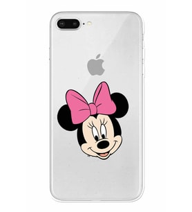 Apple iPhone 7 Plus Uyumlu Kamera Korumalı Tıpalı Kapak Minnie Mouse TasarımlıŞeffaf Kılıf
