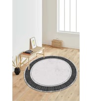 Dijital Baskılı Kaymaz Taban Yıkanabilir Yuvarlak Salon Halısı Koridor Halısı Paspas NDY-SD-744 (Gri)
