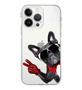 PrintiFy iPhone 13 Pro ile Uyumlu Köpek 2 Kamera Korumalı Şeffaf Kılıf