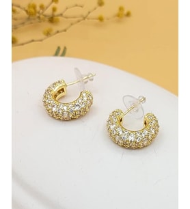 Zirkon Taşlı C Model Gold Küpe