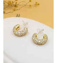 Zirkon Taşlı C Model Gold Küpe