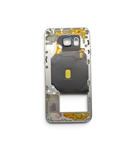 G928 Orta Kasa Galaxy S6 Edge Plus Uyumlu Siyah Renk Orta Kasa Çerçeve + Ses Açma ON OFF Tuş Plastik Kamera Camı ve Hoparlör Koyu Gri