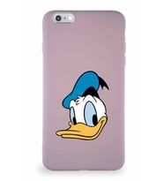 Apple iPhone 6S Plus Soft Premier Kapak Donald Duck-B Tasarımlı Silikon Kılıf - Pudra (Şeffaf)