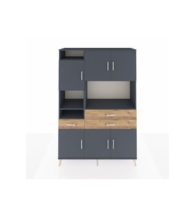 Hyperion Dolap 9 Raflı 3 Çekmeceli 6 Kapaklı 132x44x195 Antrasit-Antrasit/Çam