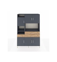 Hyperion Dolap 9 Raflı 3 Çekmeceli 6 Kapaklı 132x44x195 Antrasit-Antrasit/Çam