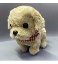 Sesli Havlayan Yürüyen Pilli Sevimli Oyuncak Peluş Köpek Emekleme Oyuncağı Arkadaşı Yürüteç (Krem)