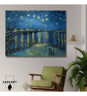 Tekli Yatay Kanvas Duvar Tablosu Starry Night Over the Rhone