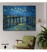 Tekli Yatay Kanvas Duvar Tablosu Starry Night Over the Rhone