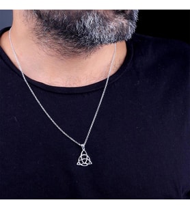 925 Ayar Gümüş Triquetra Geometrik Desenli Erkek Kolye