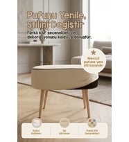 Yıkanabilir Puf Tabure Kılıfı Tak-Çıkar-Değiştir-Yenile Orta Sehpa Kılıfı 59x37x17 Meek Bej