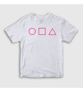 Presmono Unisex Çocuk Beyaz Purple Symbols Squid Game T-Shirt 261257tt (Beyaz)