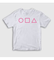 Presmono Unisex Çocuk Beyaz Purple Symbols Squid Game T-Shirt 261257tt (Beyaz)