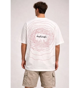 Erkek Kısa Kol Yazlık Tişört Bisiklet Yaka Baskılı Oversize T-Shirt - Beyaz