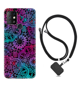 INFINIX Hot 8 9 10 11S Hot 10 Play 10T Kılıf Boyun Askılı Silikon Colurful Mandala 1667