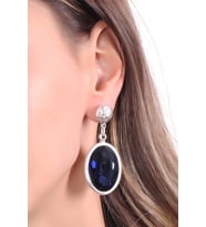Kadın Antik Gümüş Kaplama Lacivert Swarovski Taşlı Çivili Model Hürrem Küpe