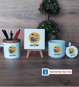 Öğretmenler Günü Hediyesi Dekoratif Taş, Kalemlik, T Kupa Bardak, Ahşap Anahtarlık Hediye (Model 1)