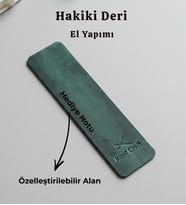 Koof Craft Hakiki Deri Kitap Ayracı – El Yapımı Otantik Kitap Ayıracı, 5×18 cm Hediyelik Deri Bookmarker (Yeşil)
