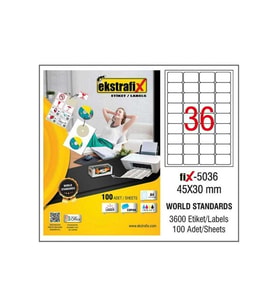 Ekstrafix Laser Etiket 45x30 100 Yaprak Lazer Yazıcı Etiketi