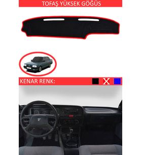 Tofaş Yüksek Göğüs İçin Uygun Torpido Koruma Halısı Siyah Kenar Renk Kırmızı