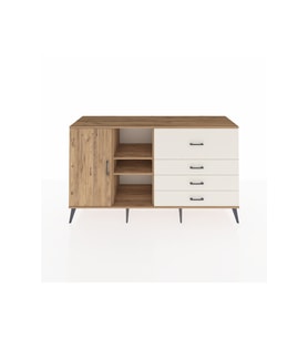 Kronos Konsol 4 Raflı 4 Çekmeceli Tek Kapaklı  176x59x99 Çam-Çam/Aytaşı