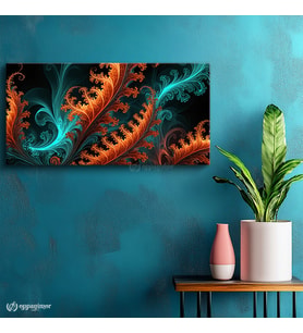 Yatay Panoramik Kanvas Tablo Soyut Fraktal Sanat Tablosu Ev Ofis Duvar Dekoru