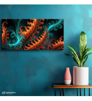 Yatay Panoramik Kanvas Tablo Soyut Fraktal Sanat Tablosu Ev Ofis Duvar Dekoru