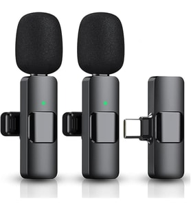K9T2 Type-C Bağlantılı, 360° Ses Yakalama, Gürültü Azaltma Özellikli; Android, iPad ve iphone 15 ve 16/Plus/Pro/ProMax ve 17/Pro/ProMax Uyumlu Kablosuz Çiftli Yaka Mikrofonu