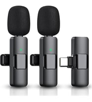 K9T2 Type-C Bağlantılı, 360° Ses Yakalama, Gürültü Azaltma Özellikli; Android, iPad ve iphone 15 ve 16/Plus/Pro/ProMax ve 17/Pro/ProMax Uyumlu Kablosuz Çiftli Yaka Mikrofonu