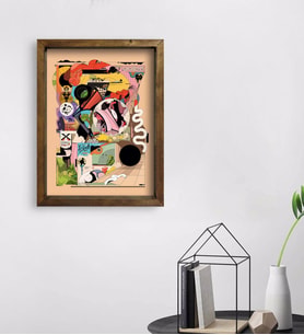 BK Gift Modern Soyut Tasarımlı Doğal Masif Ahşap Çerçeveli Tablo 45x65cm-10