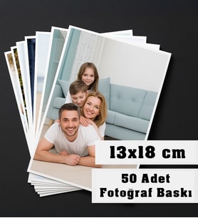 BK Gift Kişiye Özel Fotoğraflı 13x18 Klasik Fotoğraf Baskısı - 50 Adet (Beyaz)
