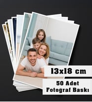 BK Gift Kişiye Özel Fotoğraflı 13x18 Klasik Fotoğraf Baskısı - 50 Adet (Beyaz)